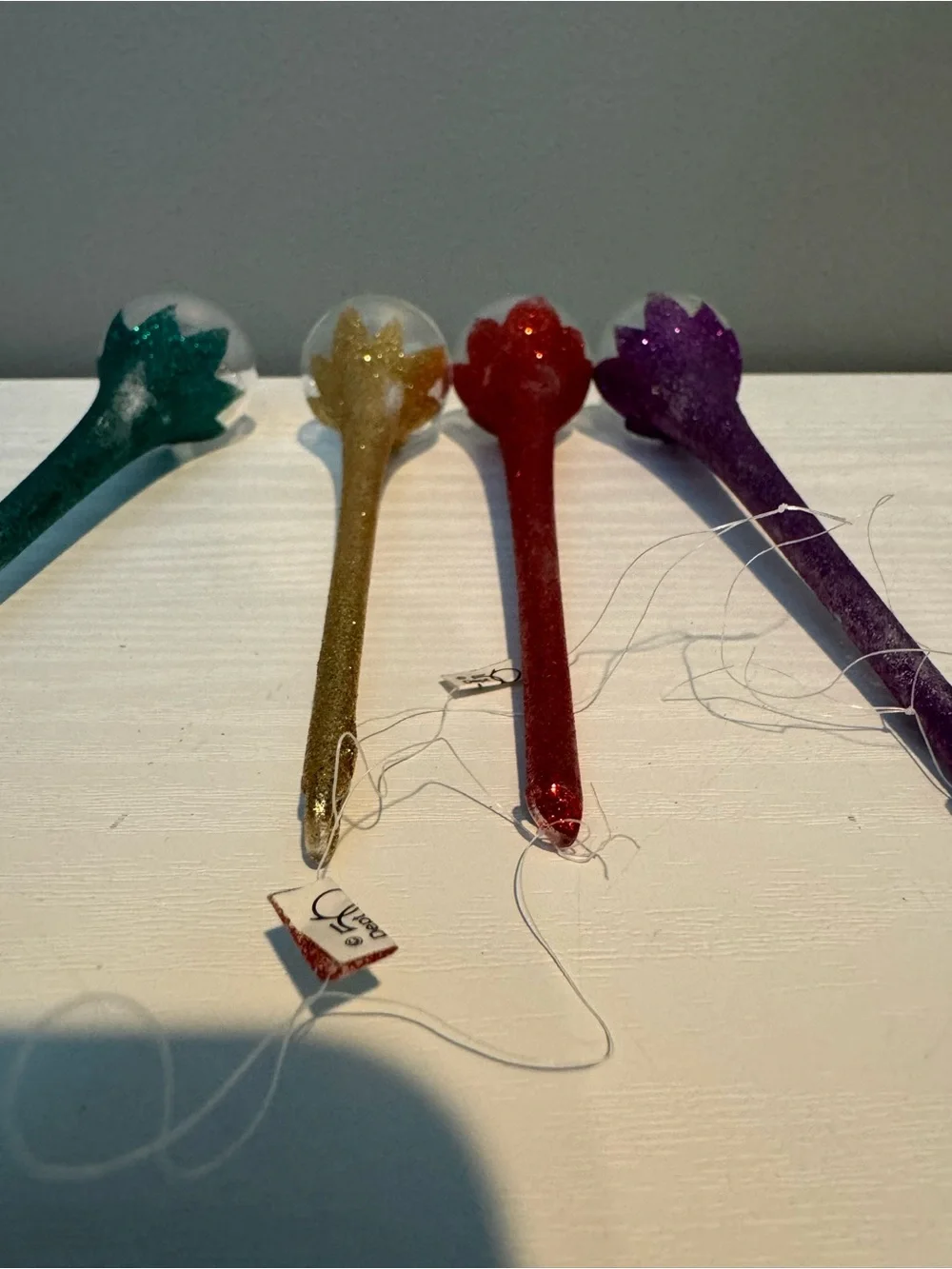 Department 56 Teardrop Ornaments in Green, Purple, Red, Gold